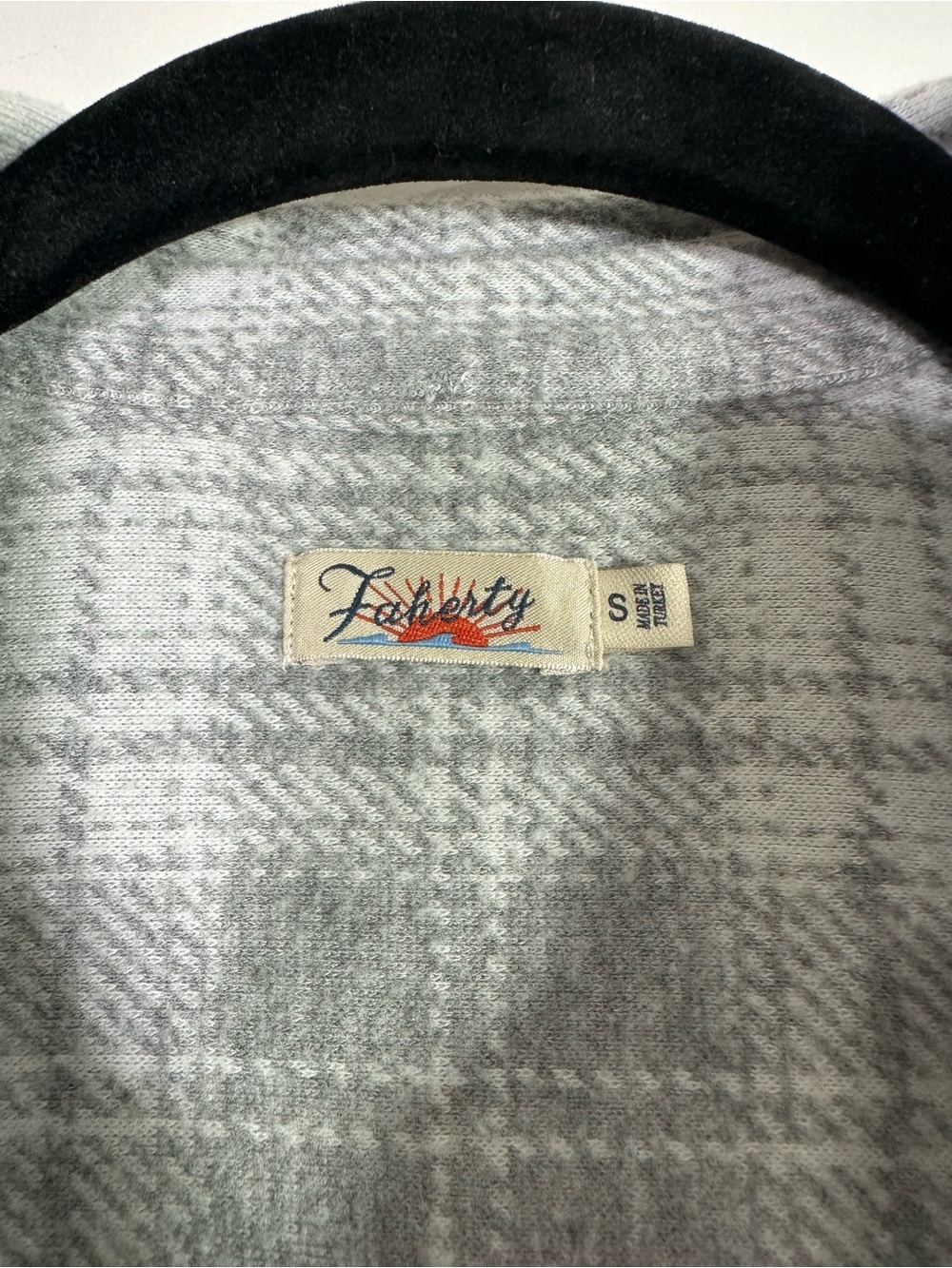 Faherty Gray Plaid Flannel Button Down Top Shacket - Picture 6 of 8